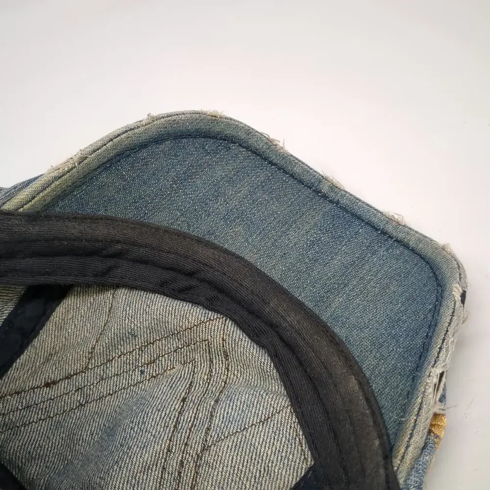Jamont Newsboy Cap Hat Blue One Size Slideback Denim Patchwork Contrast Stitch